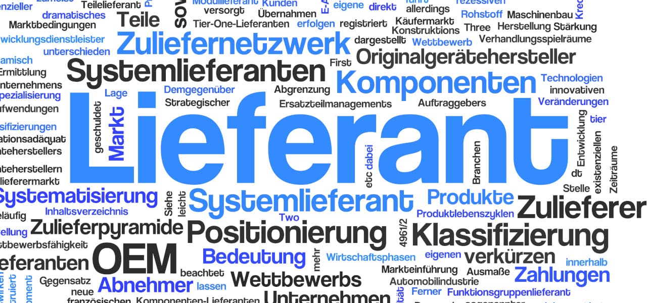 Zulieferindustrie 1 A Header (jp) | Motiv andyller-stock.adobe.com | © stock.adobe.com, Januar 2026 Begriffe aus der Zulieferindustrie werden in einer Wolke dargestellt. | Motiv andyller-stock.adobe.com | © stock.adobe.com, Januar 2026